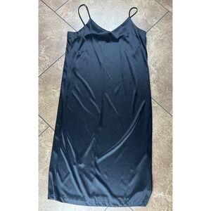 Vintage Sears Black Slip Dress Minimalist 70s Vampy Chic Glam Size 7/8 USA
